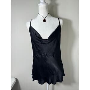 Anthropologie Silk Black Cowl Neck Tank Top Size Medium
